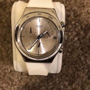 Woman’s swatch watch white rubber band